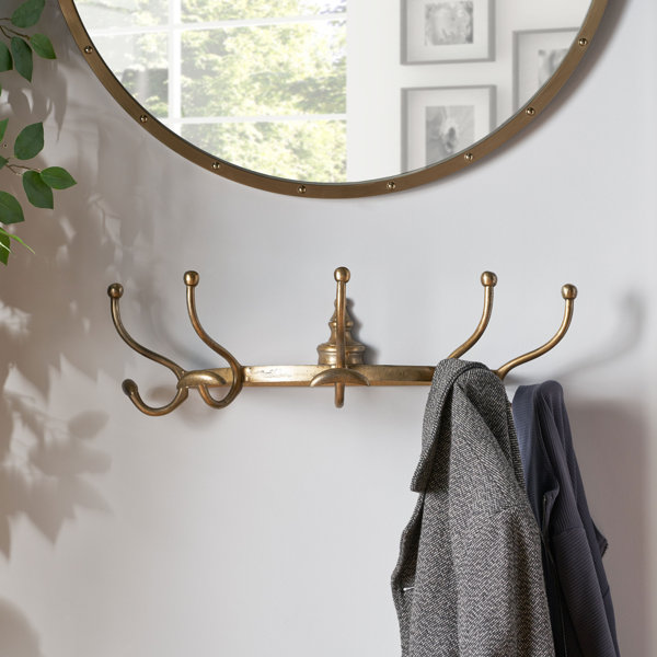 Dakota Fields 5 Hook Wall Mounted Coat Rack in Gold & Reviews Wayfair